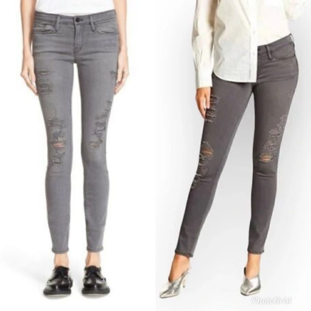 Revolve FRAME Denim Le Skinny De Jeanne Jeans in Grey Shred